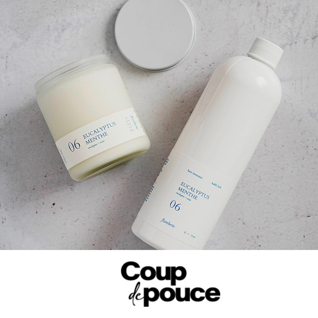 bougie et bain moussant eucalyptus menthe