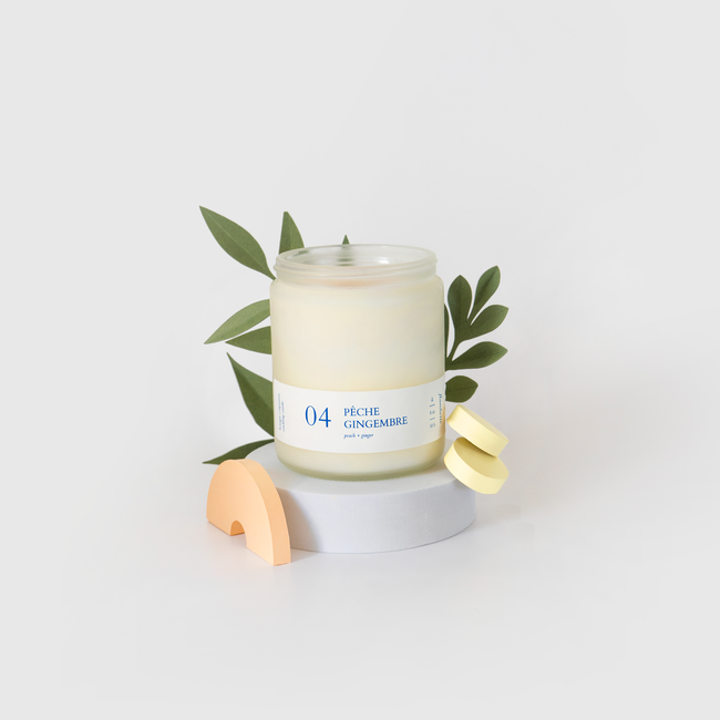 Bougie de soya fragrance de pêche gingembre