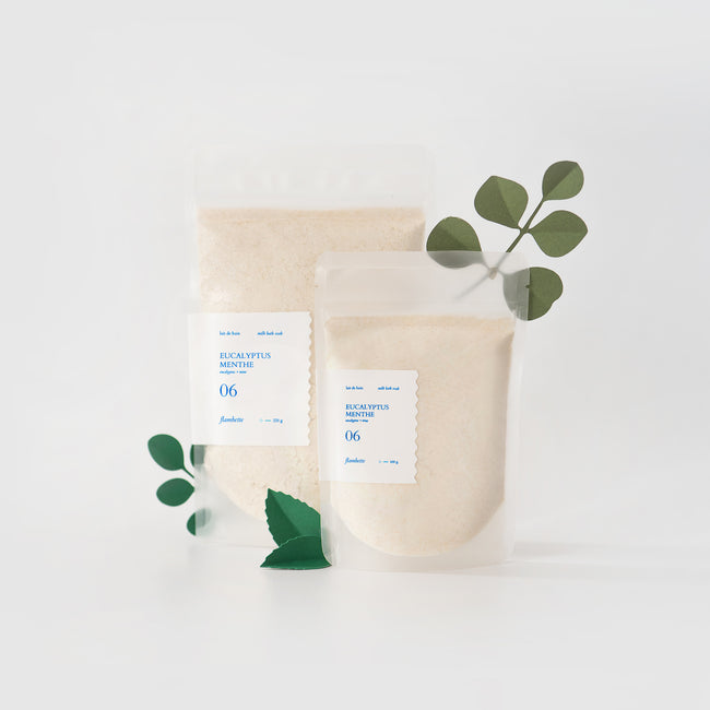 Emballage lait de bain hydratant eucalyptus menthe