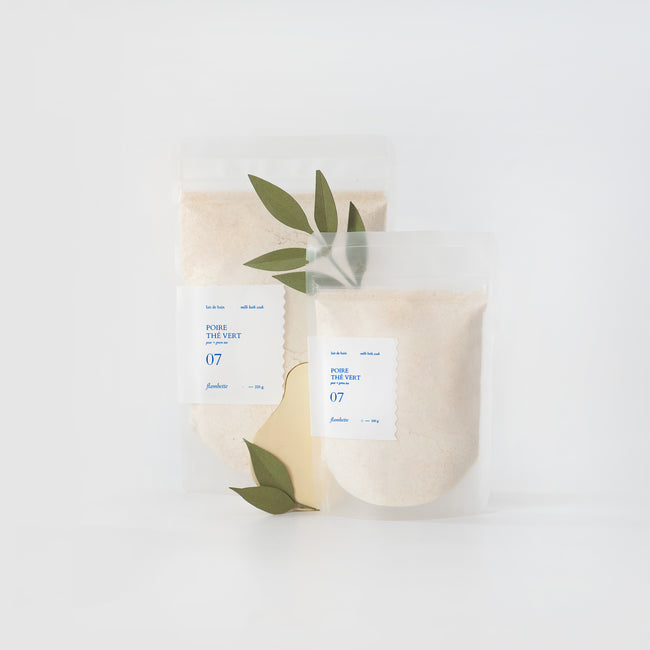 emballage lait de bain hydratant poire thé vert