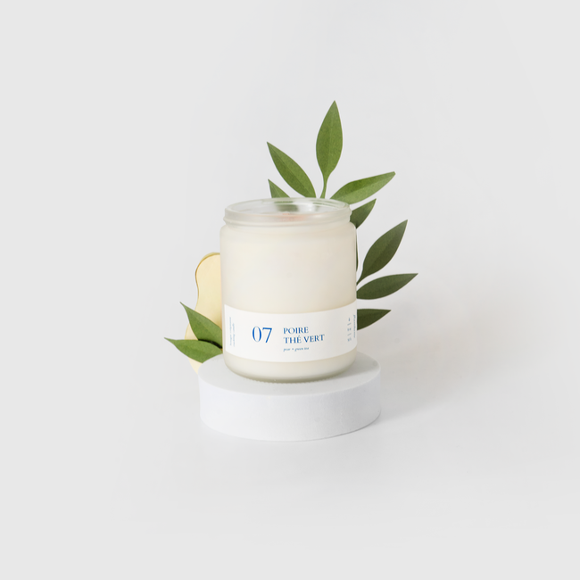 Bougie de soya fragrance de poire thé vert