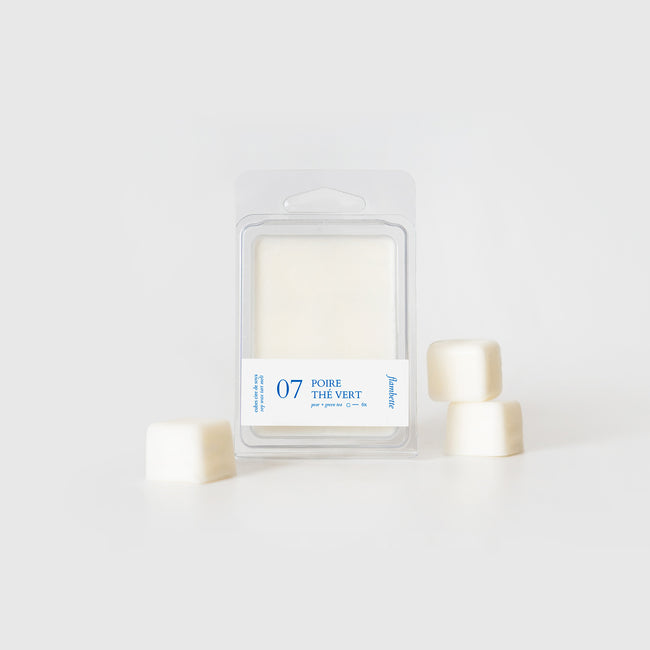 emballage cubes de cire de soya poire thé vert