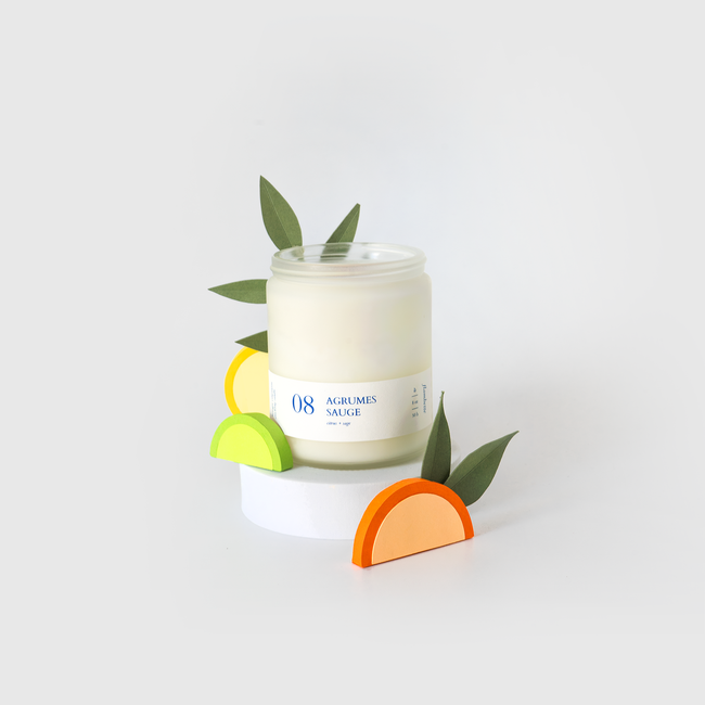 bougie parfumée de soya agrumes sauge