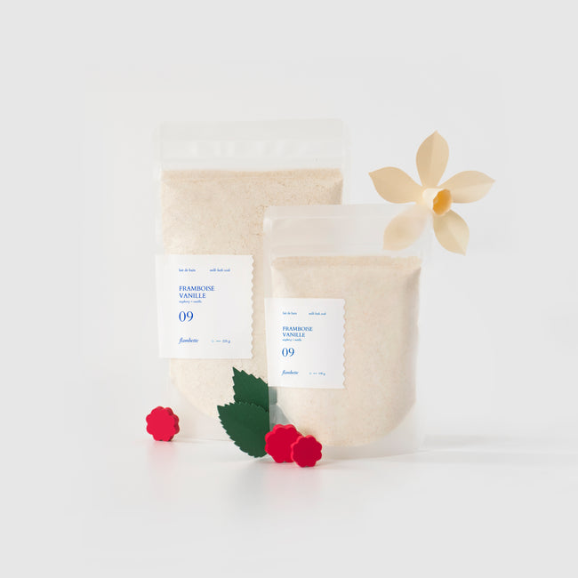 Emballage lait de bain hydratant framboise vanille