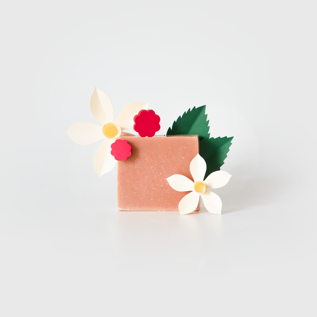 barre de savon parfumé pour le corps framboise vanille