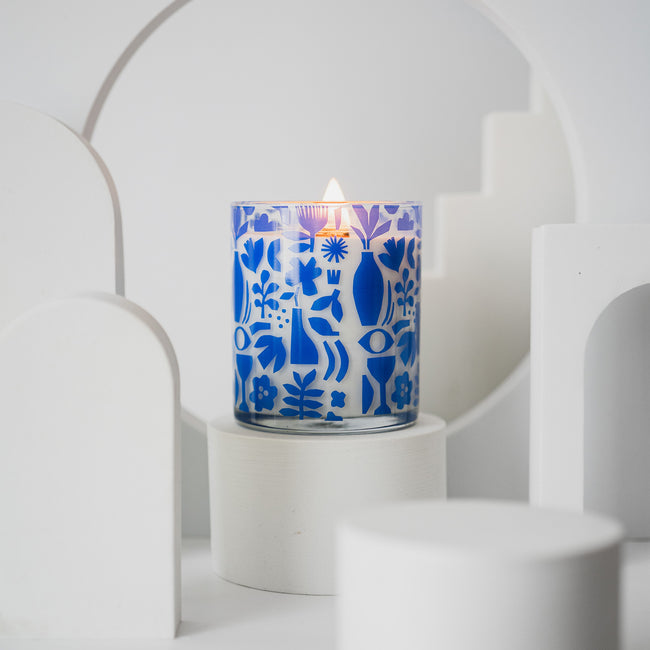 Chandelle avec motif bleu myriam van neste