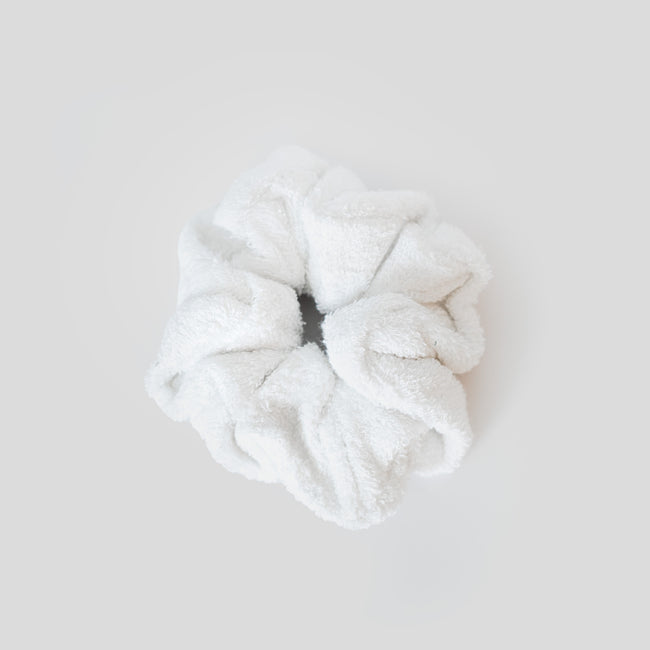 White terrycloth scrunchie