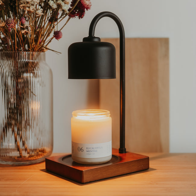 Lampe Chauffe-Bougie - Noir et bois