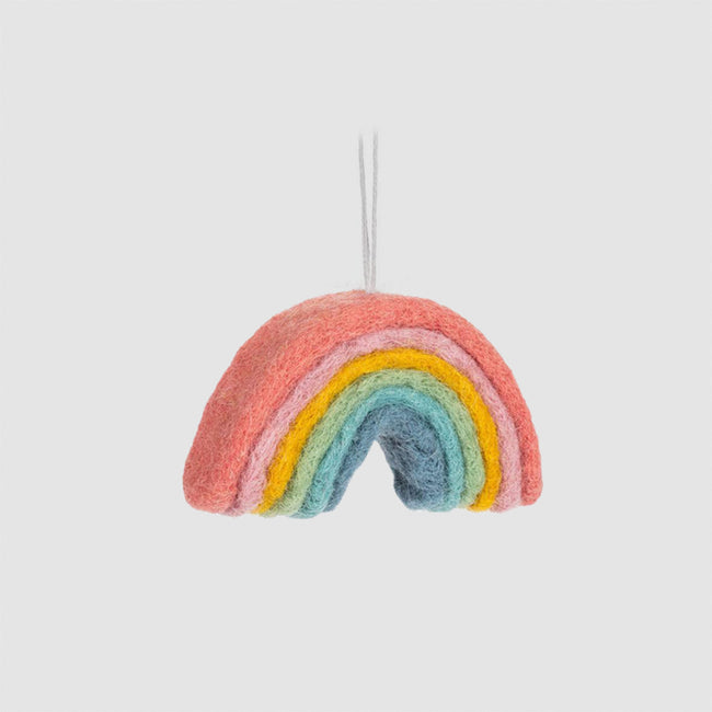 Ornement en laine - arc-en-ciel