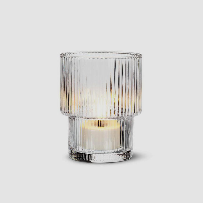 Porte-lampion en verre nervuré