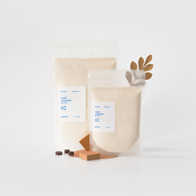 Emballage lait de bain hydratant café caramel