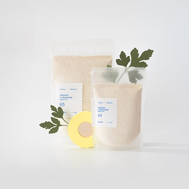 Emballage lait de bain hydratant ananas coriandre